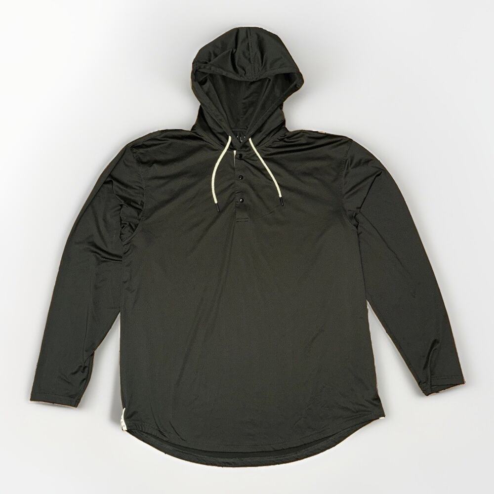 Bylt Premium Hooded Henley Activewear Shirt Olive Green XL 22x28 The Circuit